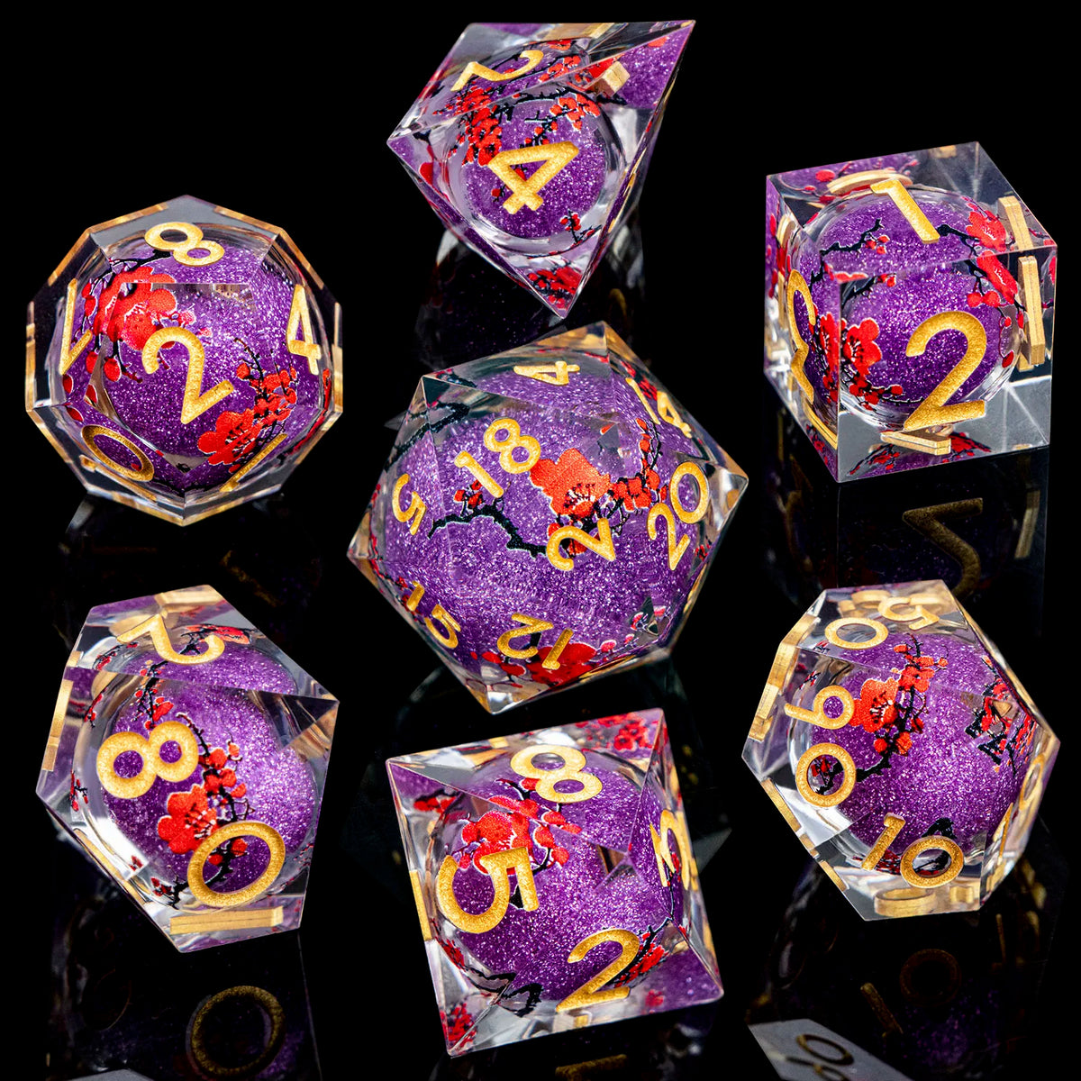 Enchanted Liquid Core Dice — 7-Piece Resin RPG Set