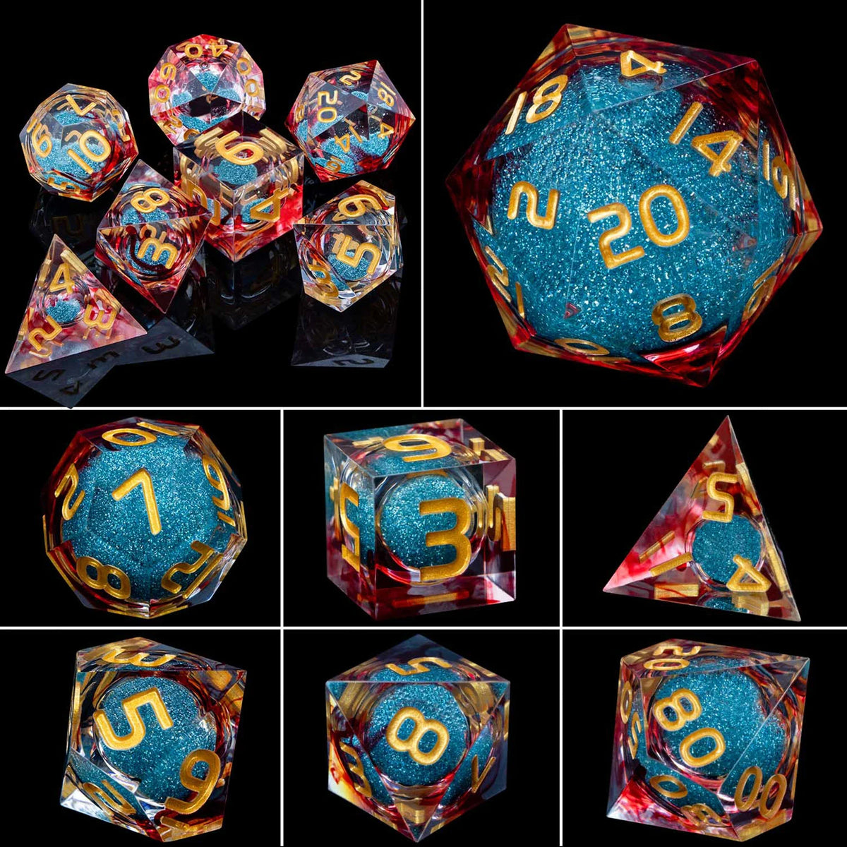 Enchanted Liquid Core Dice — 7-Piece Resin RPG Set