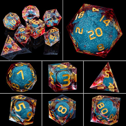 Enchanted Liquid Core Dice — 7-Piece Resin RPG Set