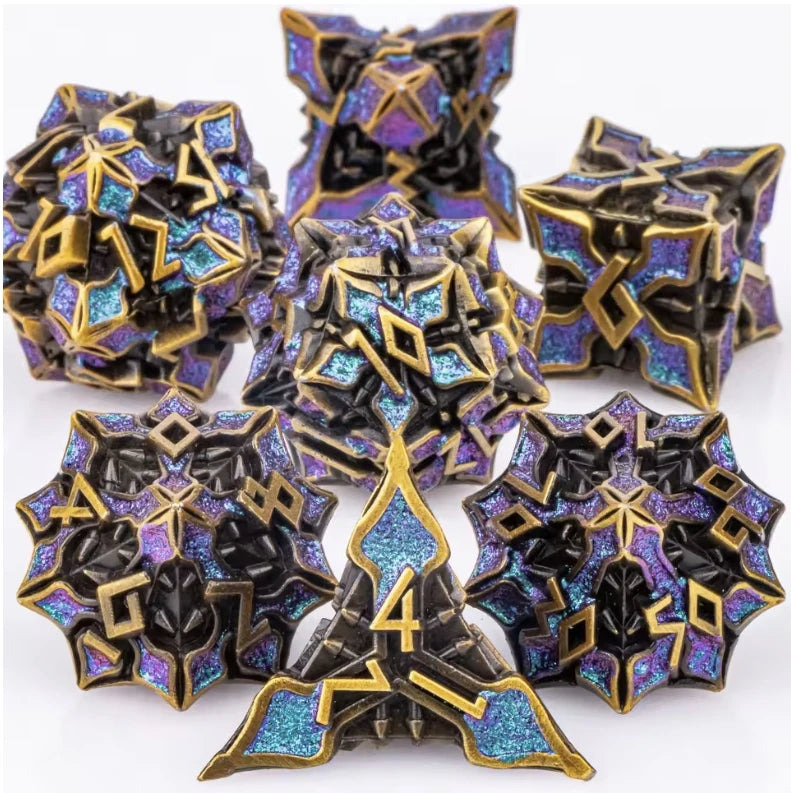 Runeforge Metal Dice — 7-Piece Fantasy RPG Sets
