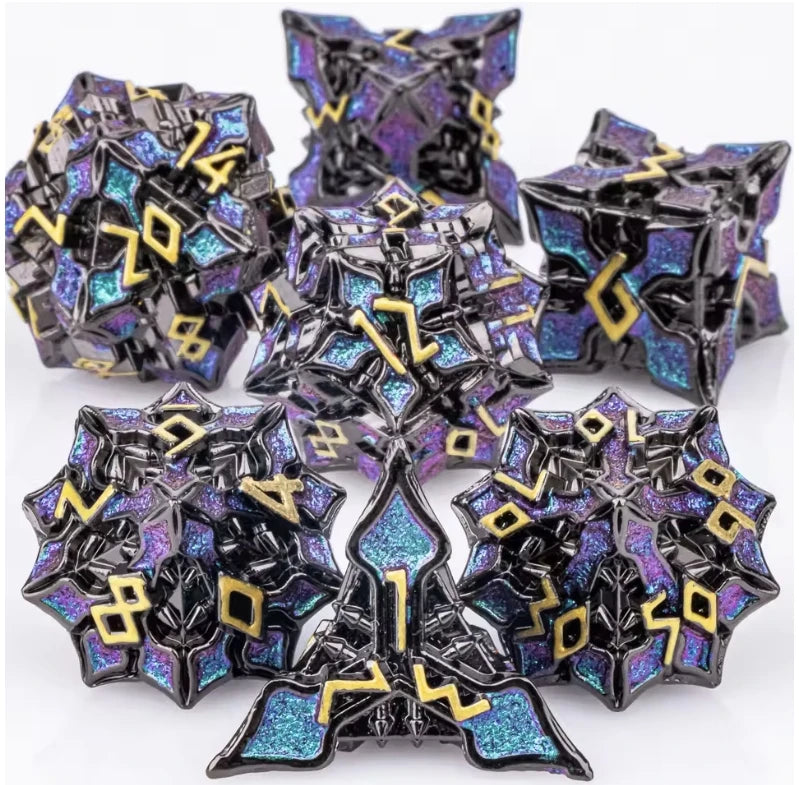 Runeforge Metal Dice — 7-Piece Fantasy RPG Sets