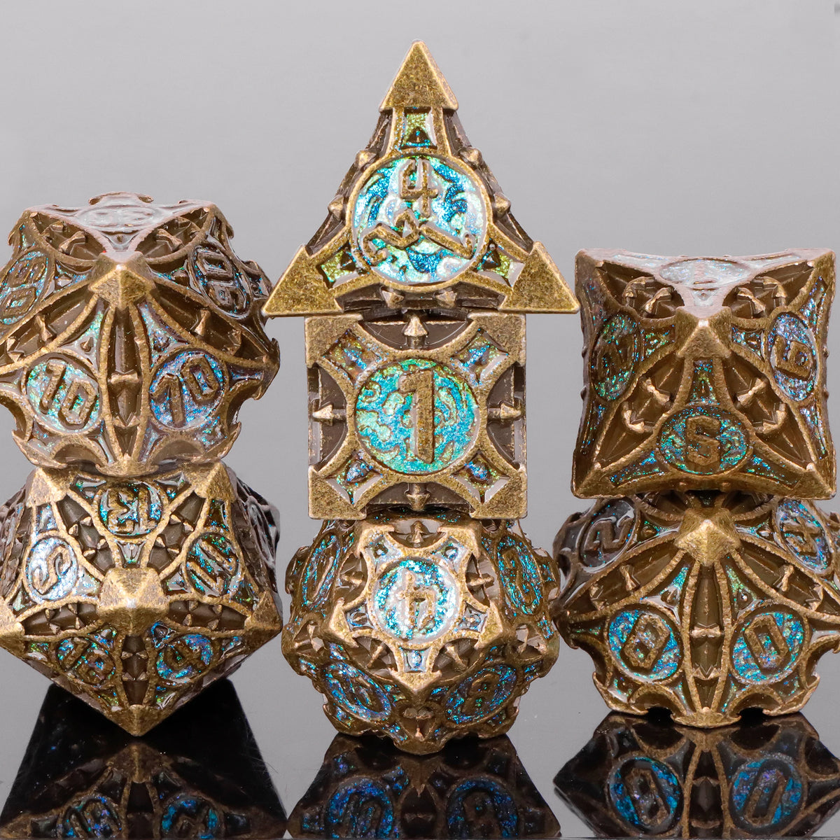 Runeforge Metal Dice — 7-Piece Fantasy RPG Sets