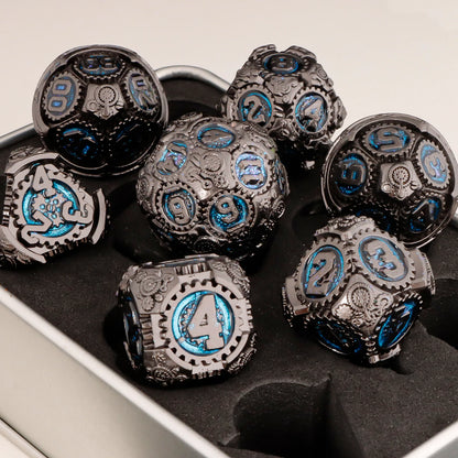Arcane & Clockwork Metal Dice Sets — 7-Piece D&D RPG Dice