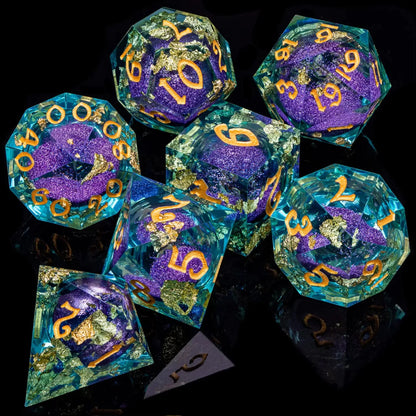 Enchanted Liquid Core Dice — 7-Piece Resin RPG Set