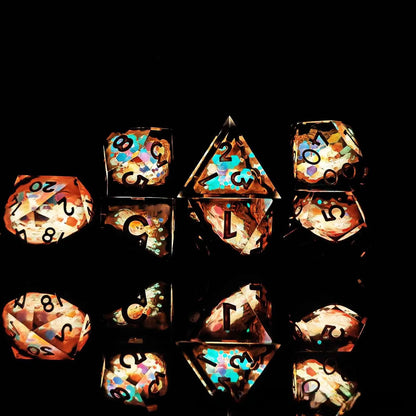 Emberflow Liquid Core Resin Dice — 7-Piece RPG Set