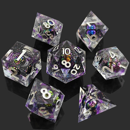 Nebula & Planet Resin Dice — 7-Piece RPG Sets
