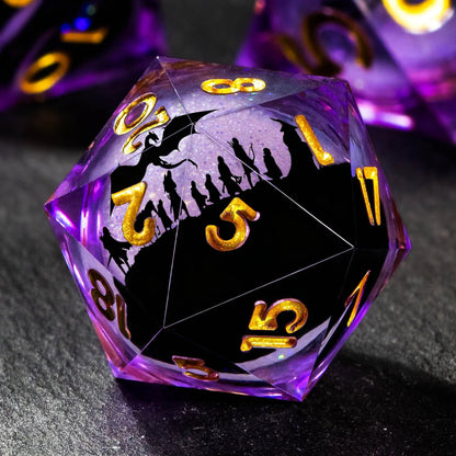Moonveil Liquid Core Dice — 7-Piece Gothic RPG Set