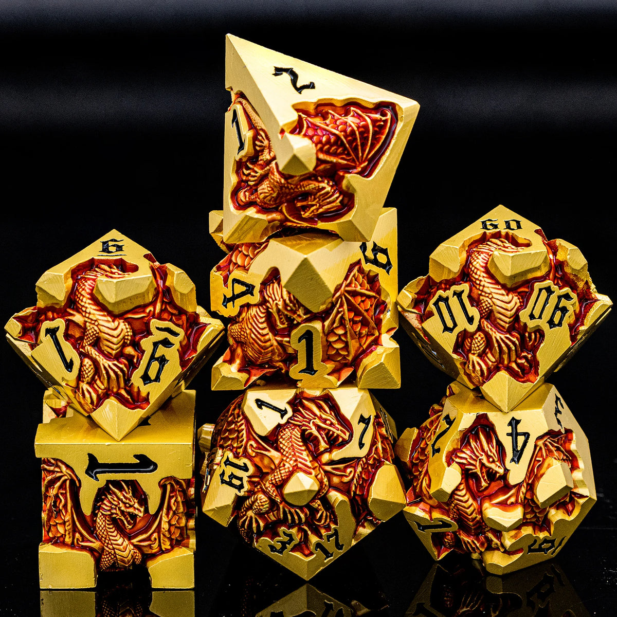 Dragoncrest Metal Dice — 7-Piece Sculpted RPG Set