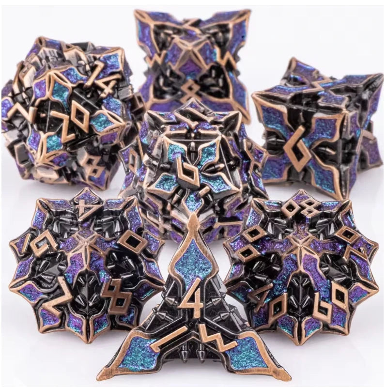 Runeforge Metal Dice — 7-Piece Fantasy RPG Sets