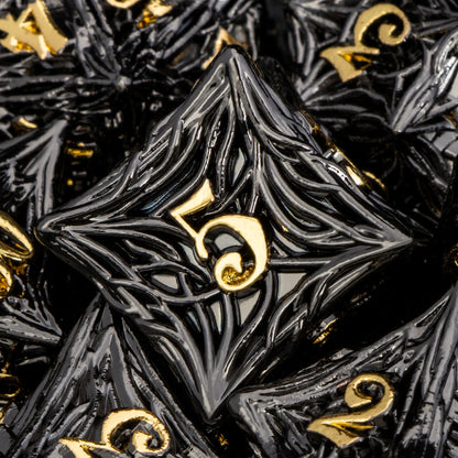 Elderwood Metal Dice — Sculpted Root RPG Sets