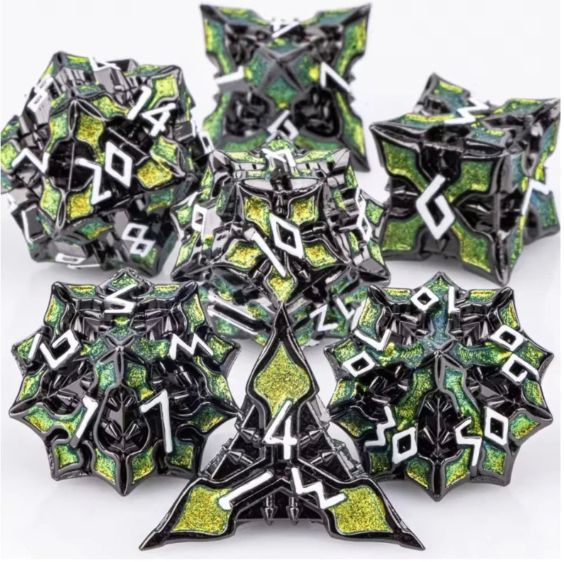 Runeforge Metal Dice — 7-Piece Fantasy RPG Sets