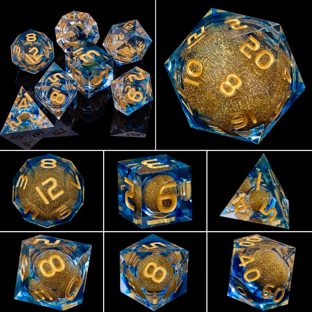Enchanted Liquid Core Dice — 7-Piece Resin RPG Set