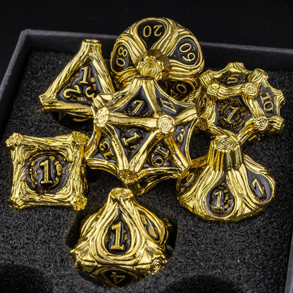 Arcane & Clockwork Metal Dice Sets — 7-Piece D&D RPG Dice