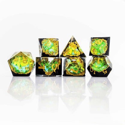 Emberflow Liquid Core Resin Dice — 7-Piece RPG Set