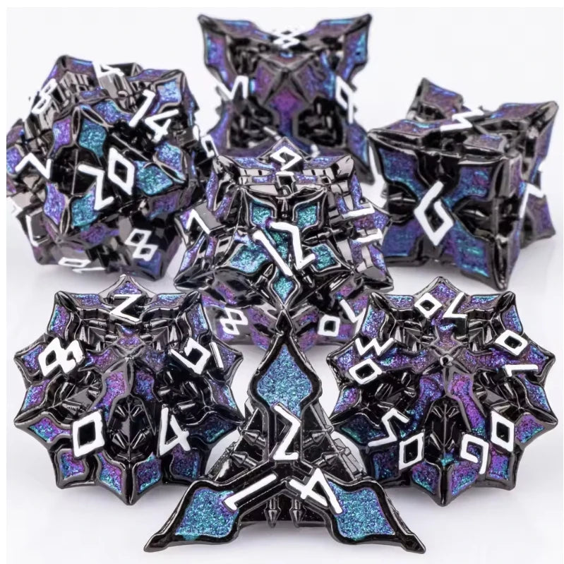 Runeforge Metal Dice — 7-Piece Fantasy RPG Sets