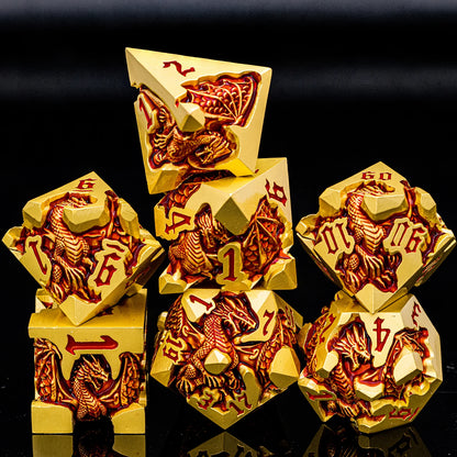 Dragoncrest Metal Dice — 7-Piece Sculpted RPG Set
