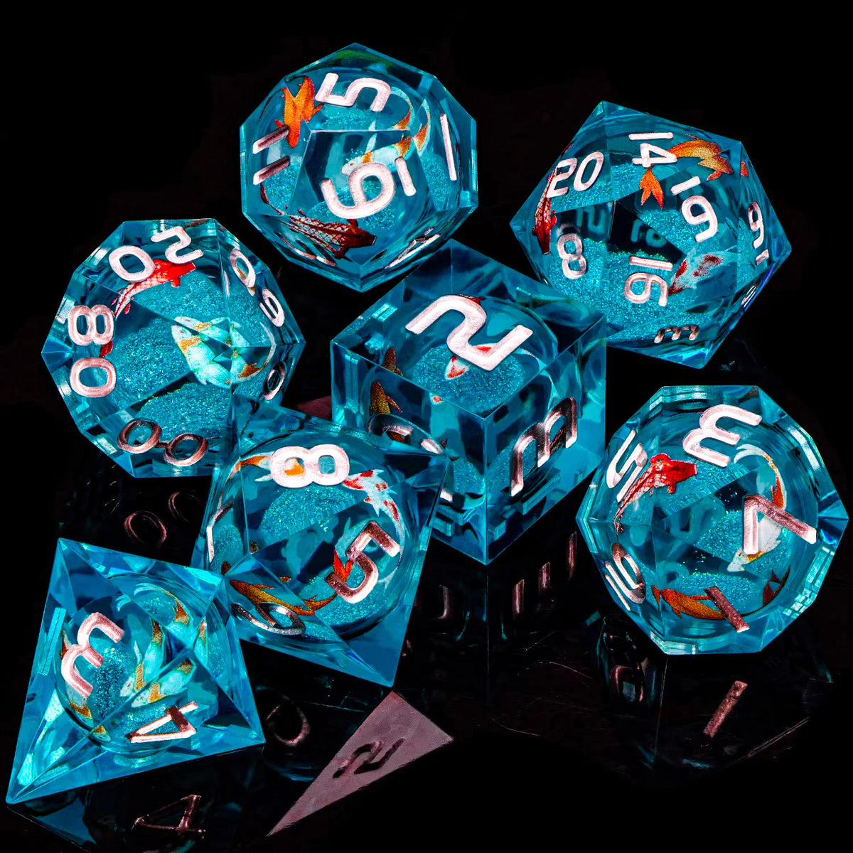 Enchanted Liquid Core Dice — 7-Piece Resin RPG Set
