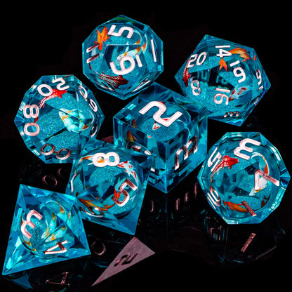 Enchanted Liquid Core Dice — 7-Piece Resin RPG Set