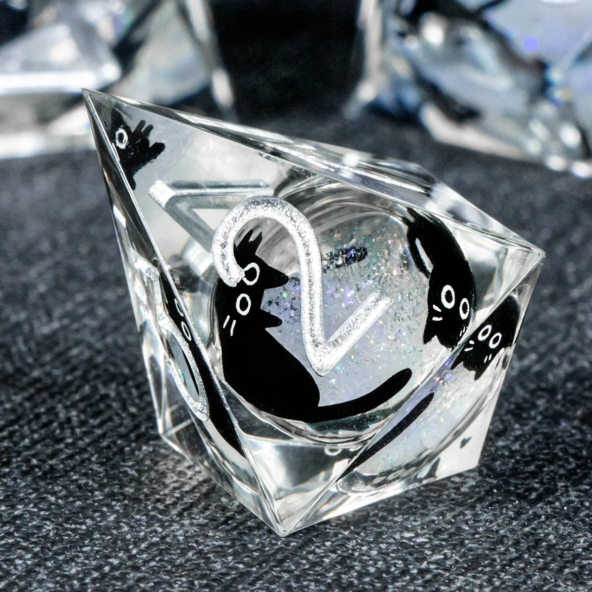 Cat Familiar Resin Dice — 7-Piece RPG Set