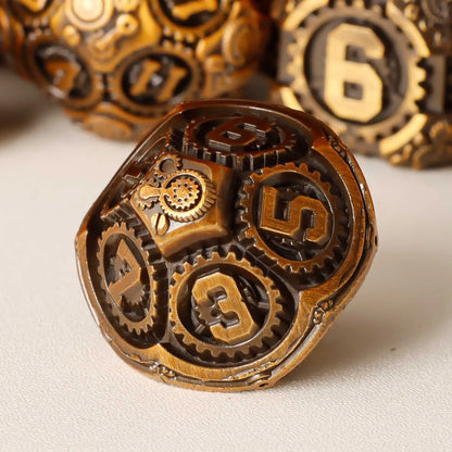 Arcane & Clockwork Metal Dice Sets — 7-Piece D&D RPG Dice
