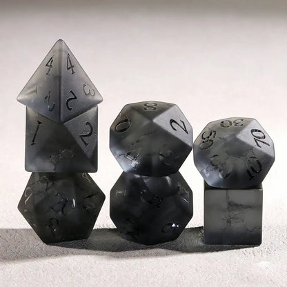 Shadowstone Grey RPG Dice — Complete 7-Piece Set