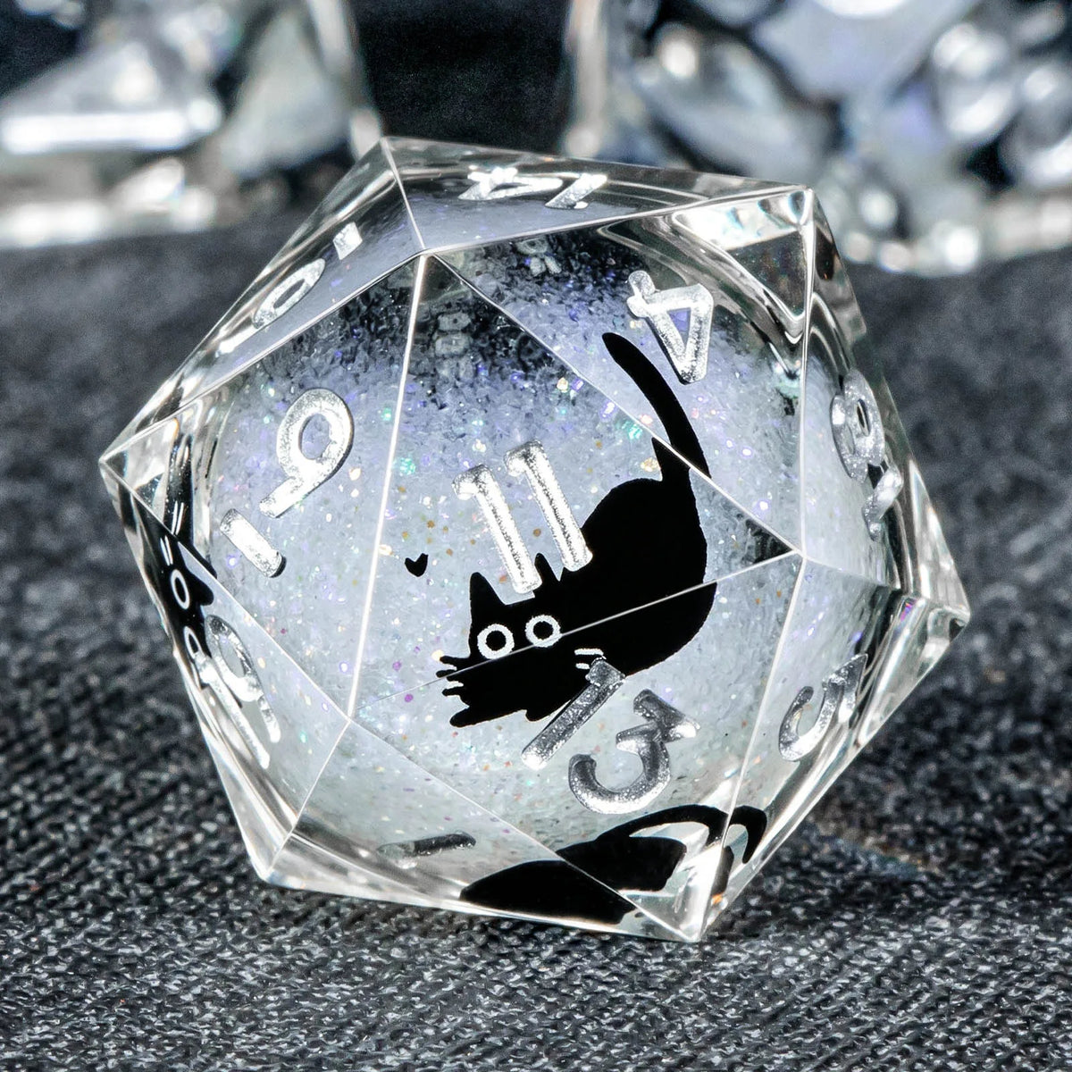 Cat Familiar Resin Dice — 7-Piece RPG Set