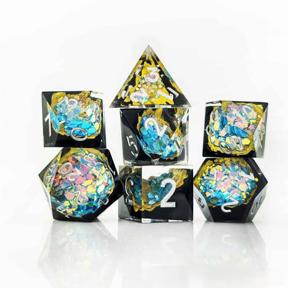 Emberflow Liquid Core Resin Dice — 7-Piece RPG Set