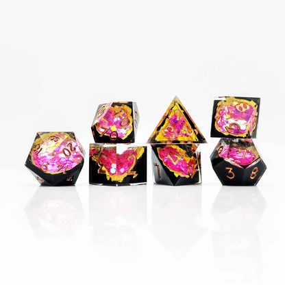 Emberflow Liquid Core Resin Dice — 7-Piece RPG Set