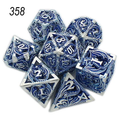 Dragonflight Hollow Metal Dice — 7-Piece RPG Set