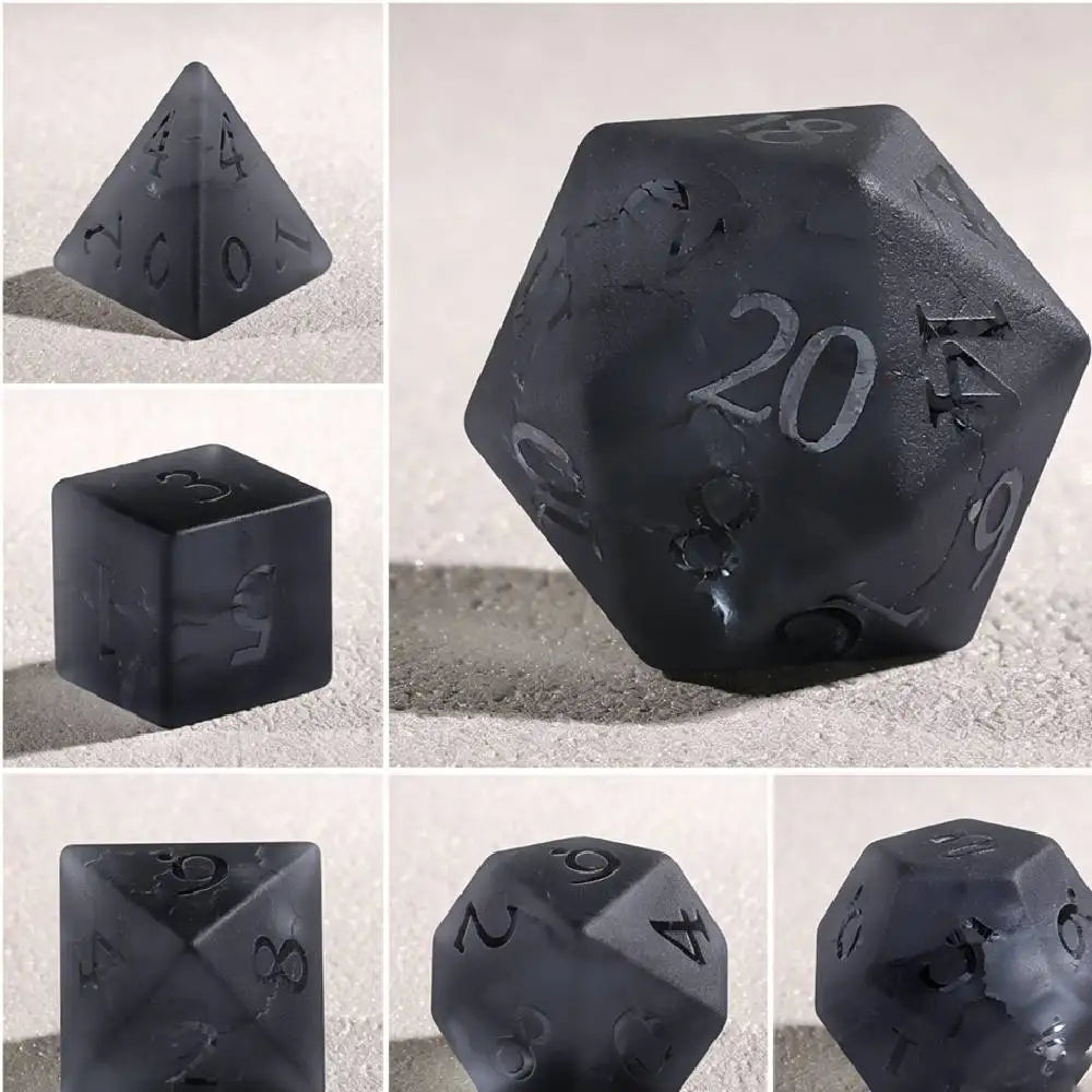 Shadowstone Grey RPG Dice — Complete 7-Piece Set