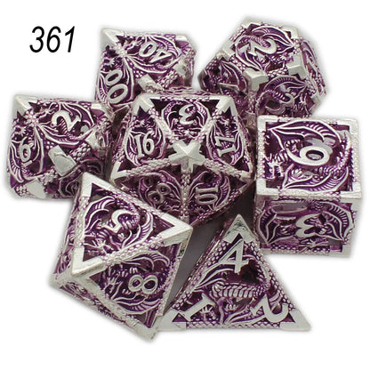 Dragonflight Hollow Metal Dice — 7-Piece RPG Set