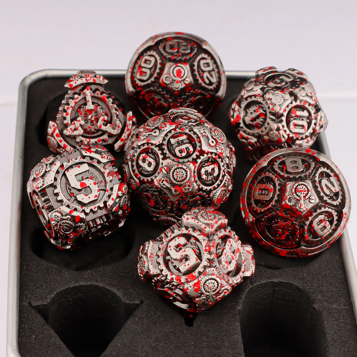 Arcane & Clockwork Metal Dice Sets — 7-Piece D&D RPG Dice