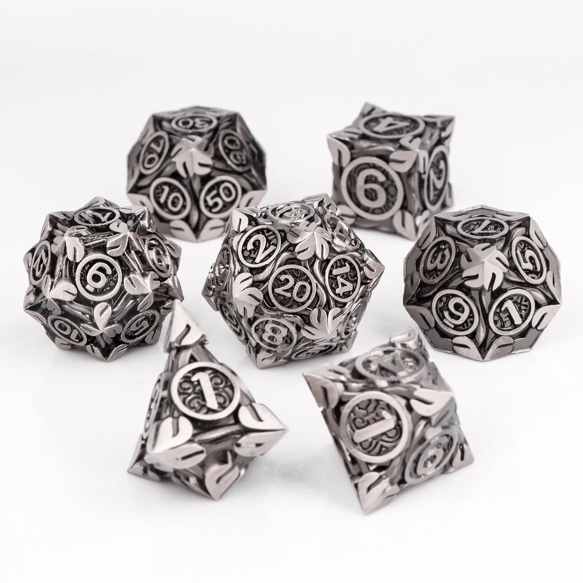Runeforge Metal Dice — 7-Piece Fantasy RPG Sets