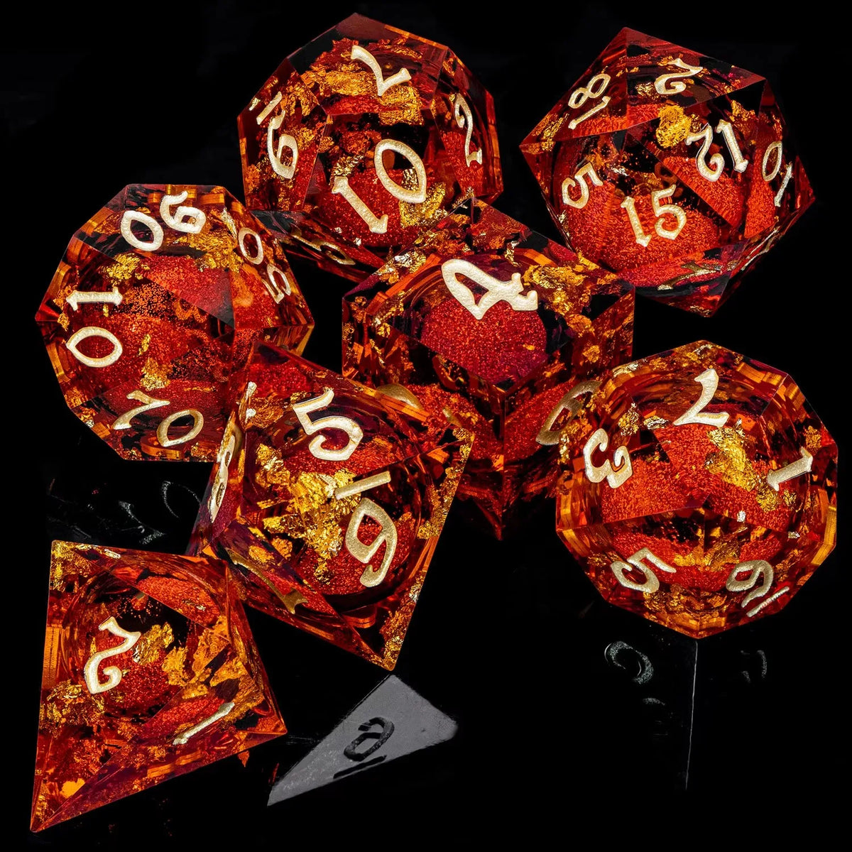 Enchanted Liquid Core Dice — 7-Piece Resin RPG Set