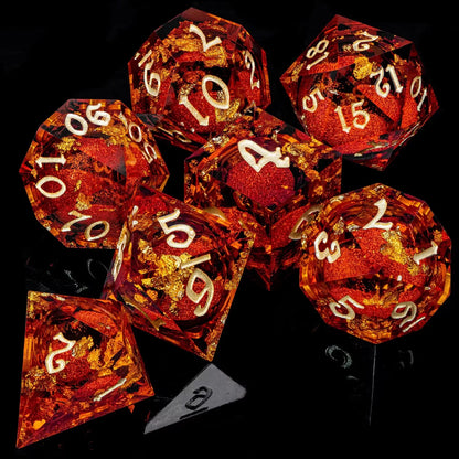 Enchanted Liquid Core Dice — 7-Piece Resin RPG Set