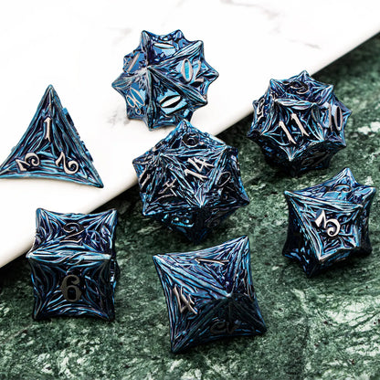 Elderwood Metal Dice — Sculpted Root RPG Sets