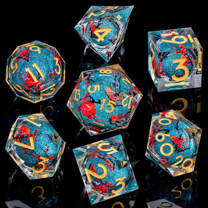Enchanted Liquid Core Dice — 7-Piece Resin RPG Set