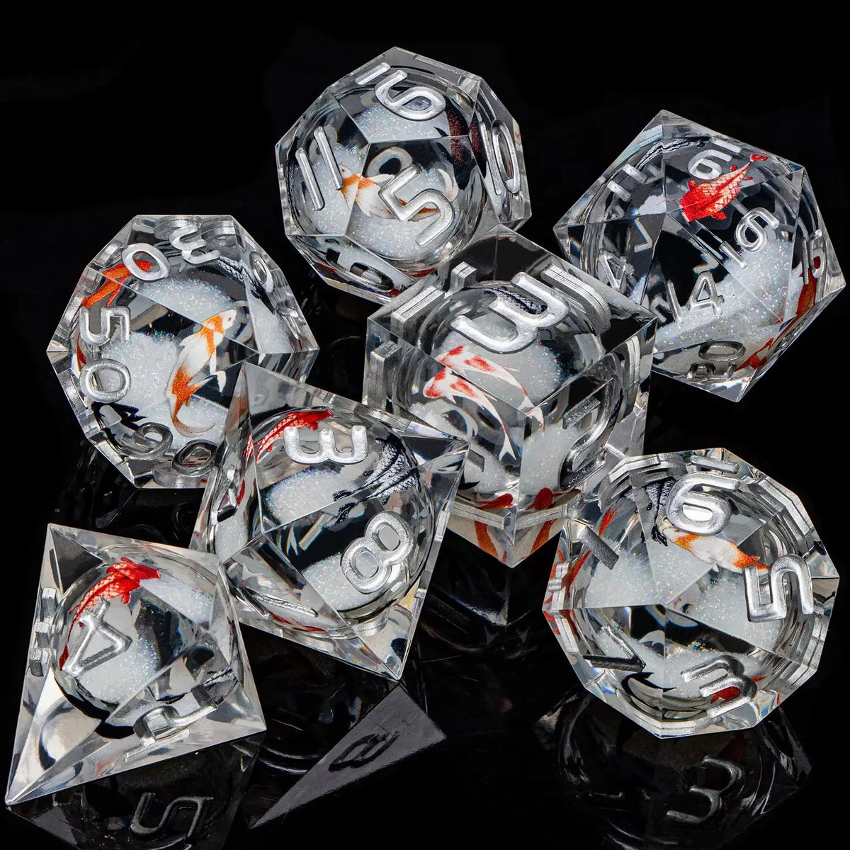Enchanted Liquid Core Dice — 7-Piece Resin RPG Set