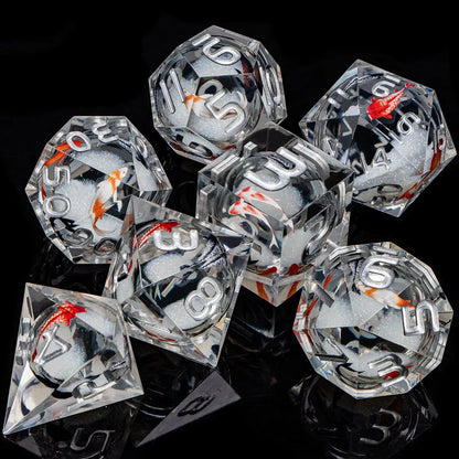 Enchanted Liquid Core Dice — 7-Piece Resin RPG Set