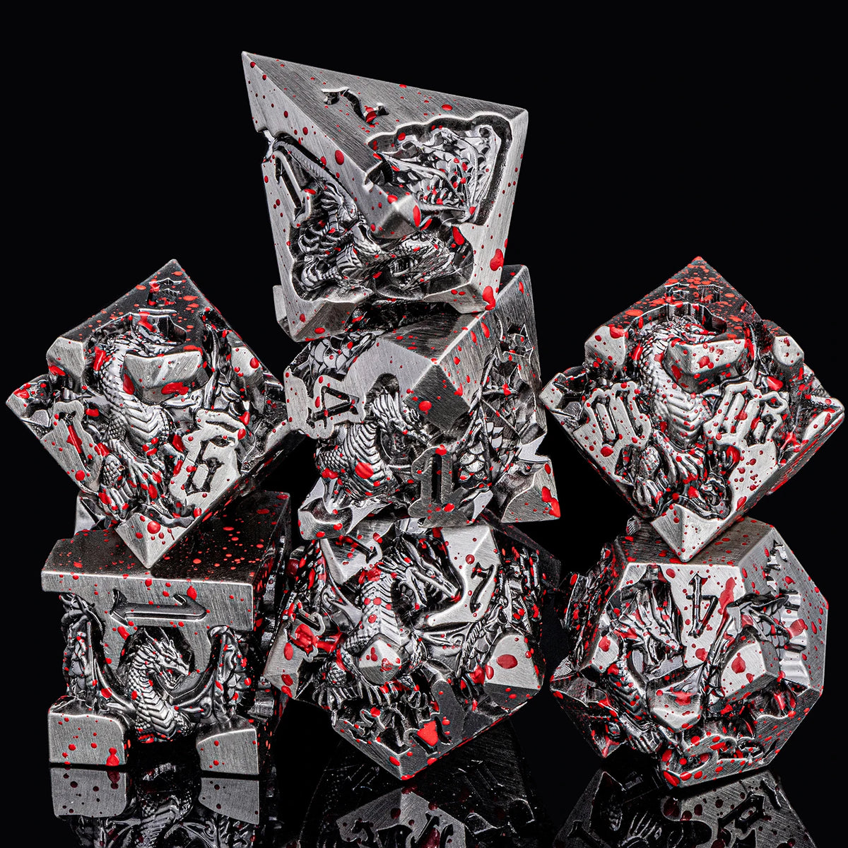Dragoncrest Metal Dice — 7-Piece Sculpted RPG Set