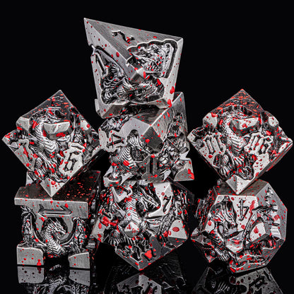 Dragoncrest Metal Dice — 7-Piece Sculpted RPG Set
