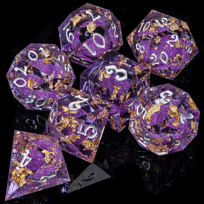 Enchanted Liquid Core Dice — 7-Piece Resin RPG Set