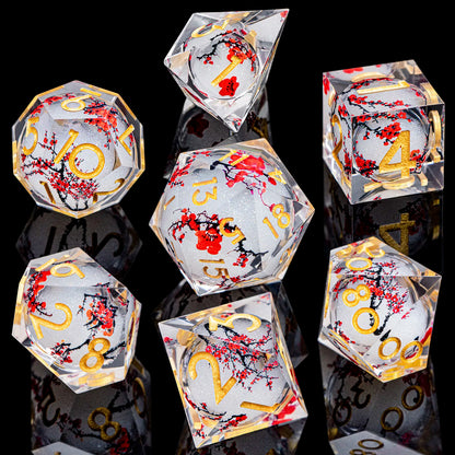 Enchanted Liquid Core Dice — 7-Piece Resin RPG Set