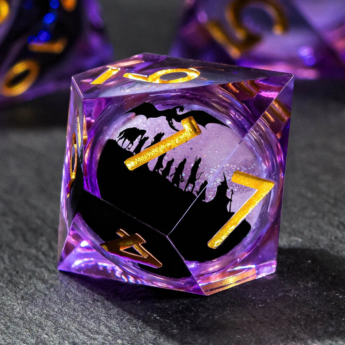 Moonveil Liquid Core Dice — 7-Piece Gothic RPG Set
