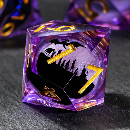 Moonveil Liquid Core Dice — 7-Piece Gothic RPG Set
