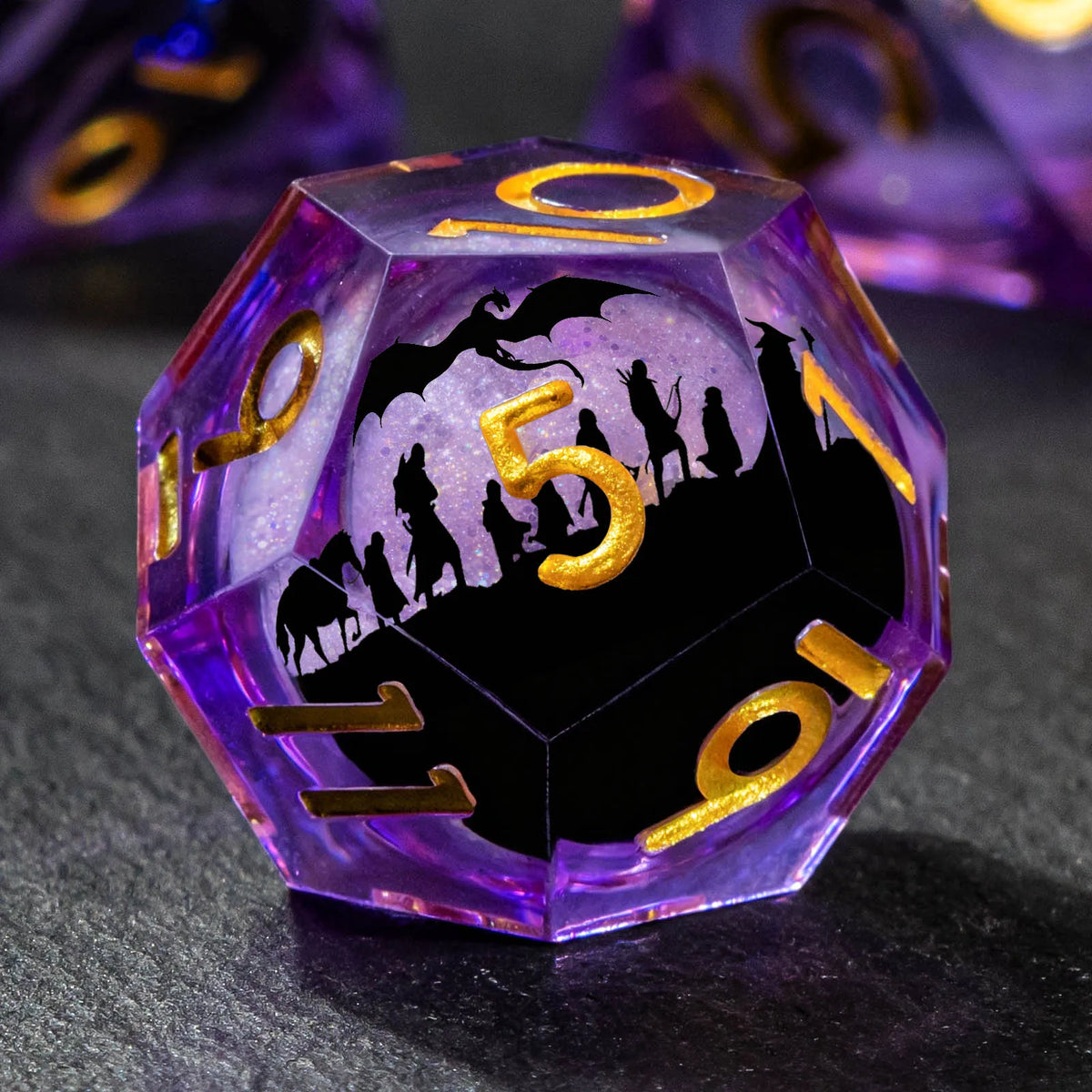 Moonveil Liquid Core Dice — 7-Piece Gothic RPG Set