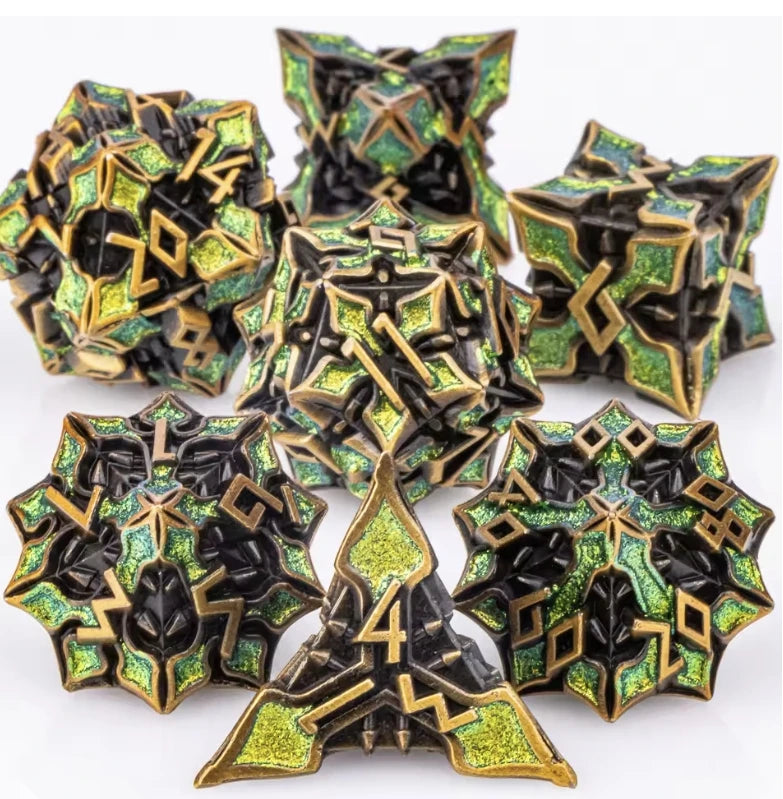 Runeforge Metal Dice — 7-Piece Fantasy RPG Sets