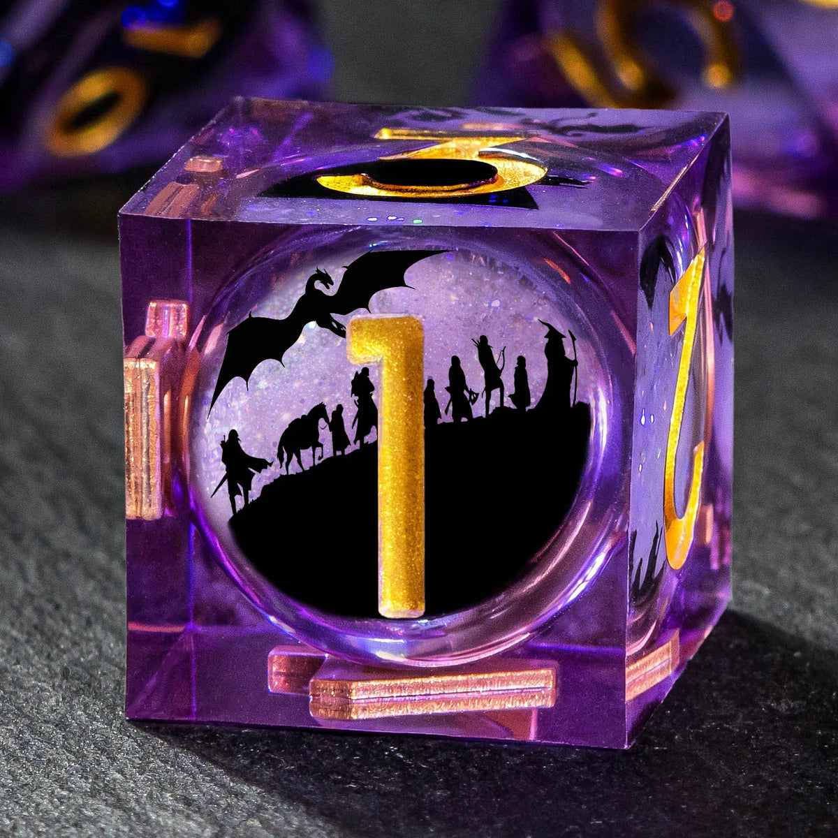Moonveil Liquid Core Dice — 7-Piece Gothic RPG Set