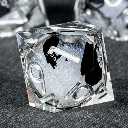 Cat Familiar Resin Dice — 7-Piece RPG Set