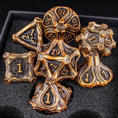 Arcane & Clockwork Metal Dice Sets — 7-Piece D&D RPG Dice